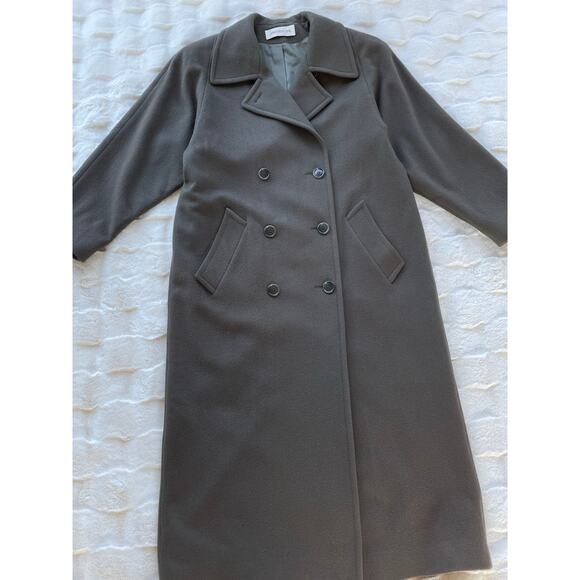 🔥VTG 90s Union Made Jones New York Double Breasted Wool Overcoat Old Money M-XL - Picture 5 of 16
